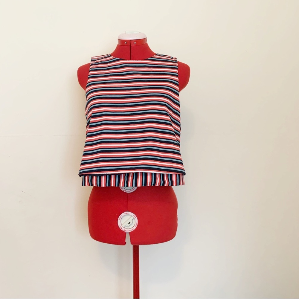 ☘️ Zara Stripe Crop Top Size Large - Picture 7 of 8